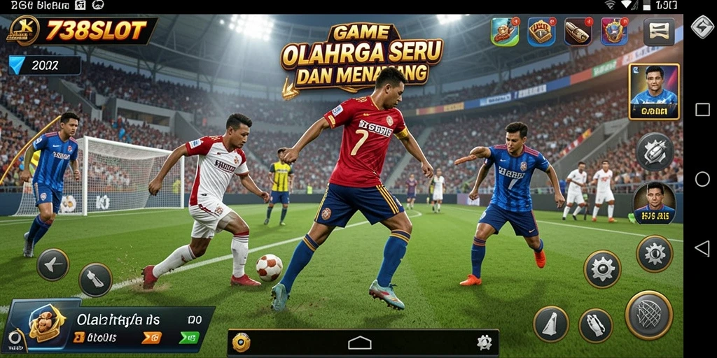 Tampilan utama gameplay 738SLOT dengan aksi olahraga yang mendebarkan.