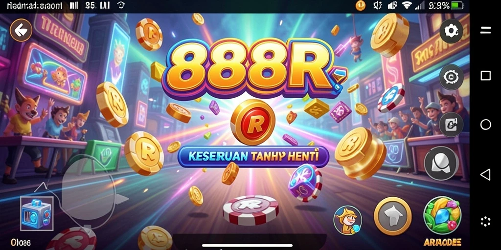 Tangkapan layar 888R menampilkan momen seru gameplay arcade yang menantang.