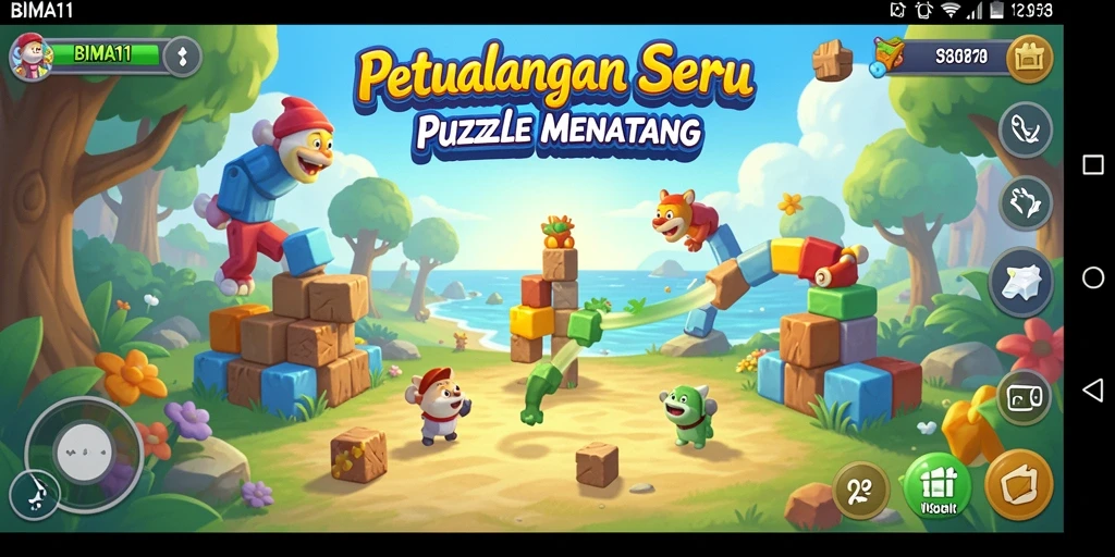 Tampilan gameplay BIMA11 dengan berbagai teka-teki menarik.
