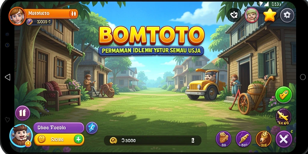 Screenshot gameplay BOMTOTO yang menampilkan aksi pengumpulan sumber daya.