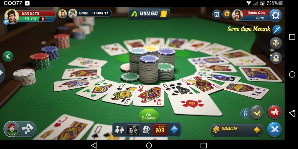 Tangkapan layar utama COO77 menampilkan gameplay Gaple yang seru.