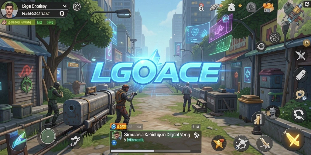 Tampilan utama gameplay LGOACE menunjukkan simulasi kehidupan yang menyenangkan.