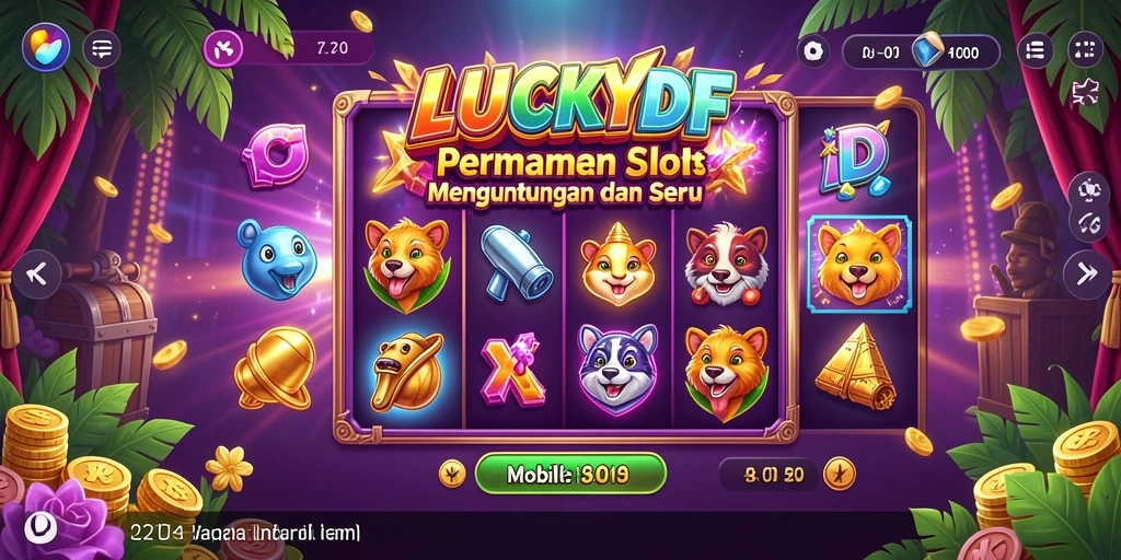 Tampilan gameplay seru dari LUCKYDF dengan beragam mesin slot.