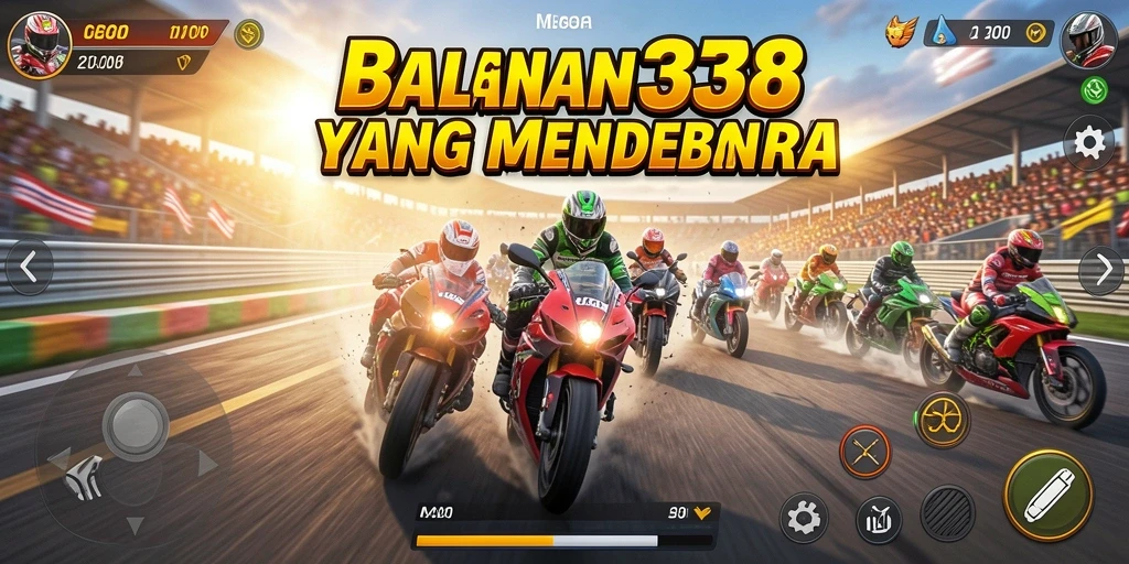 Gambaran gameplay balapan motor yang intens dan cepat.