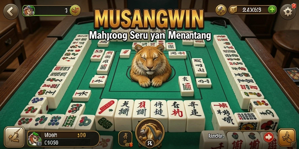 Tampilan gameplay seru dalam MUSANGWIN yang penuh tantangan Mahjong.