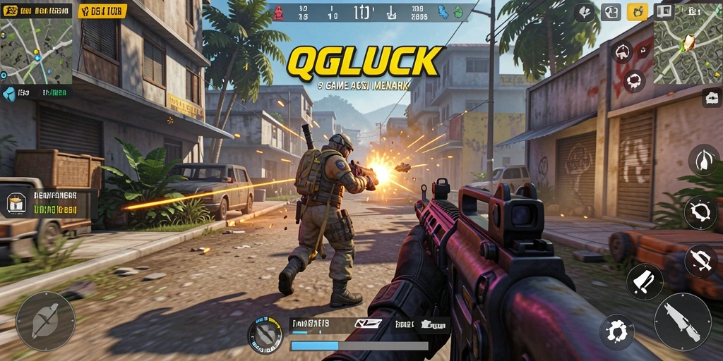 Tampilan screenshot <strong>QGLUCK</strong> menampilkan aksi seru dalam permainan TPS.