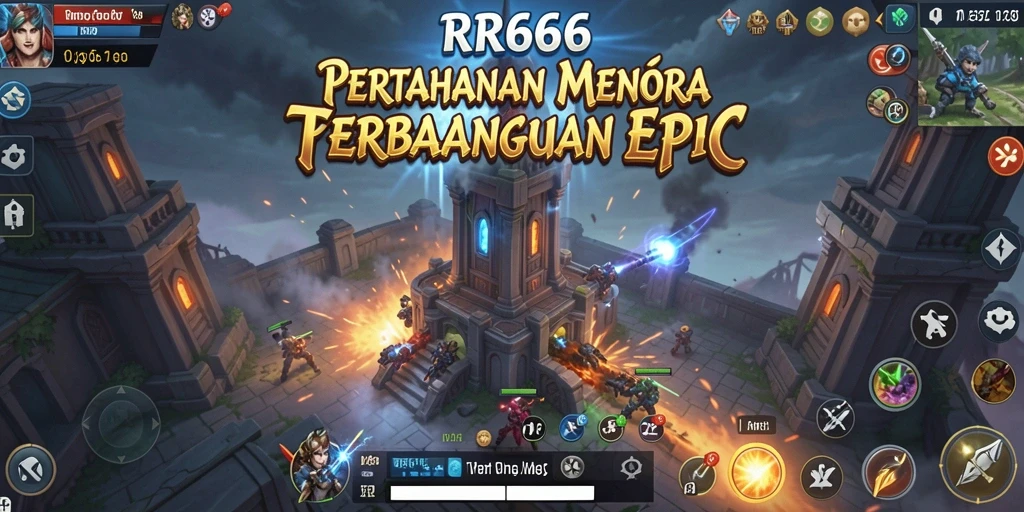 Screenshot gameplay RR666 menunjukkan pertempuran menegangkan di Tower Defense.