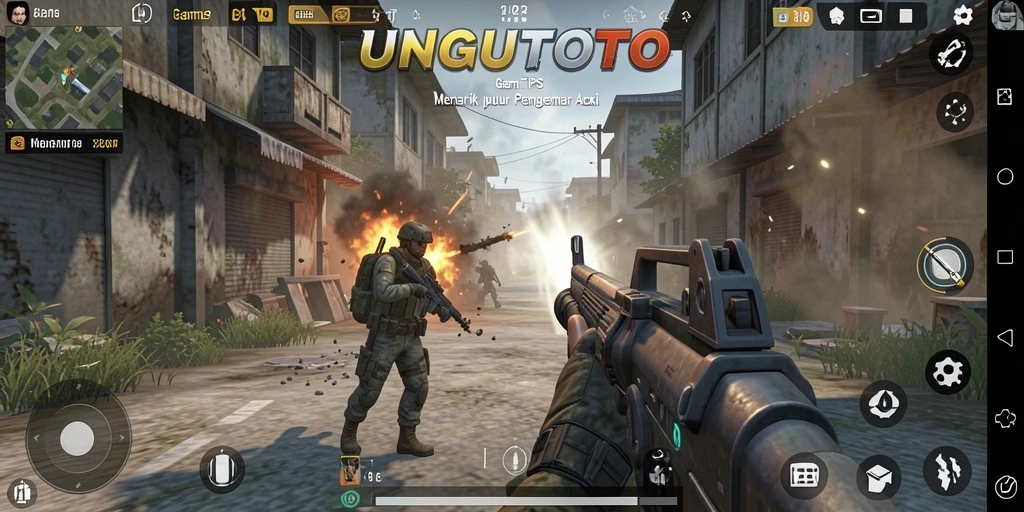 Screenshot gameplay UNGUTOTO menampilkan momen aksi mendebarkan dalam TPS.