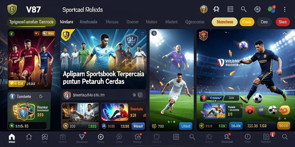 Tampilan gameplay V87 yang menampilkan berbagai pilihan taruhan olahraga.